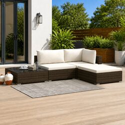 Durable 4 Piece Outdoor Garden Lounge Set in Brown