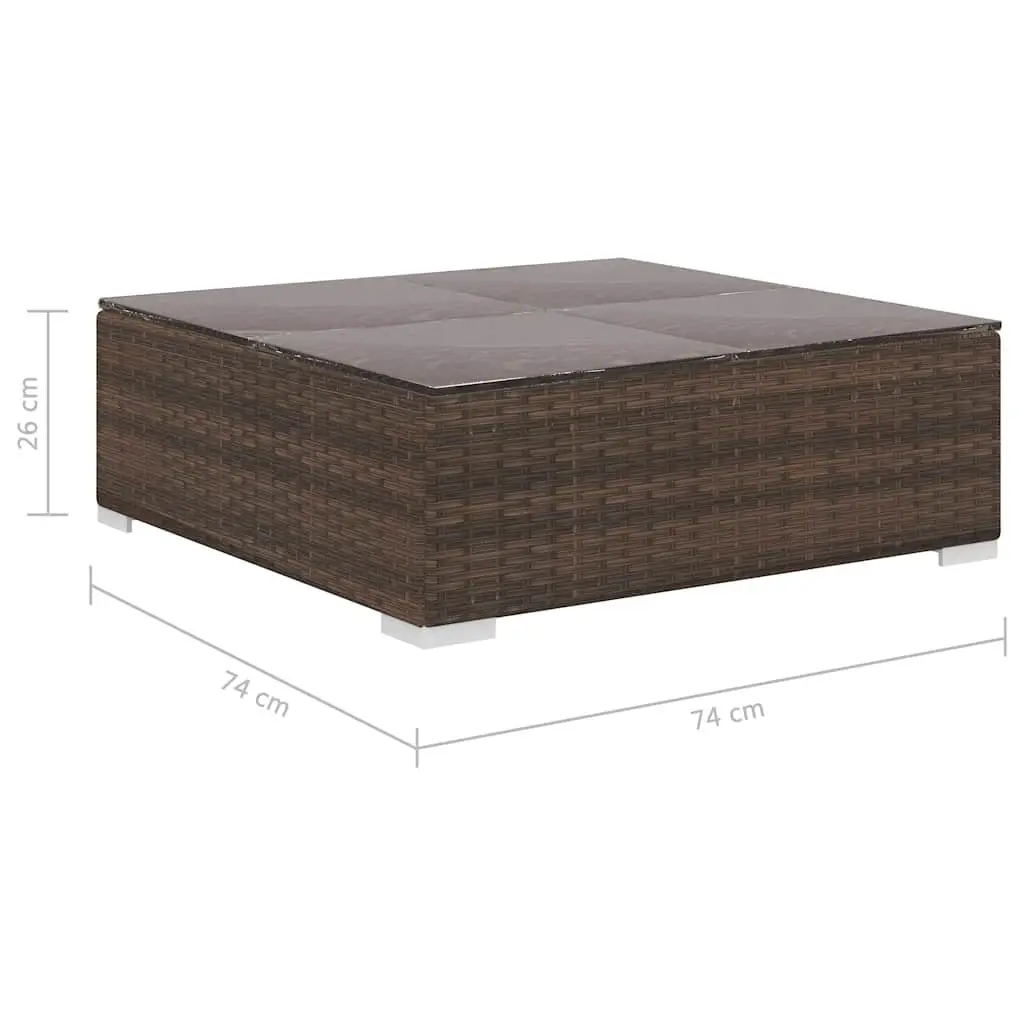 Outdoor Garden Lounge Set PE Rattan Brown 4 Piece