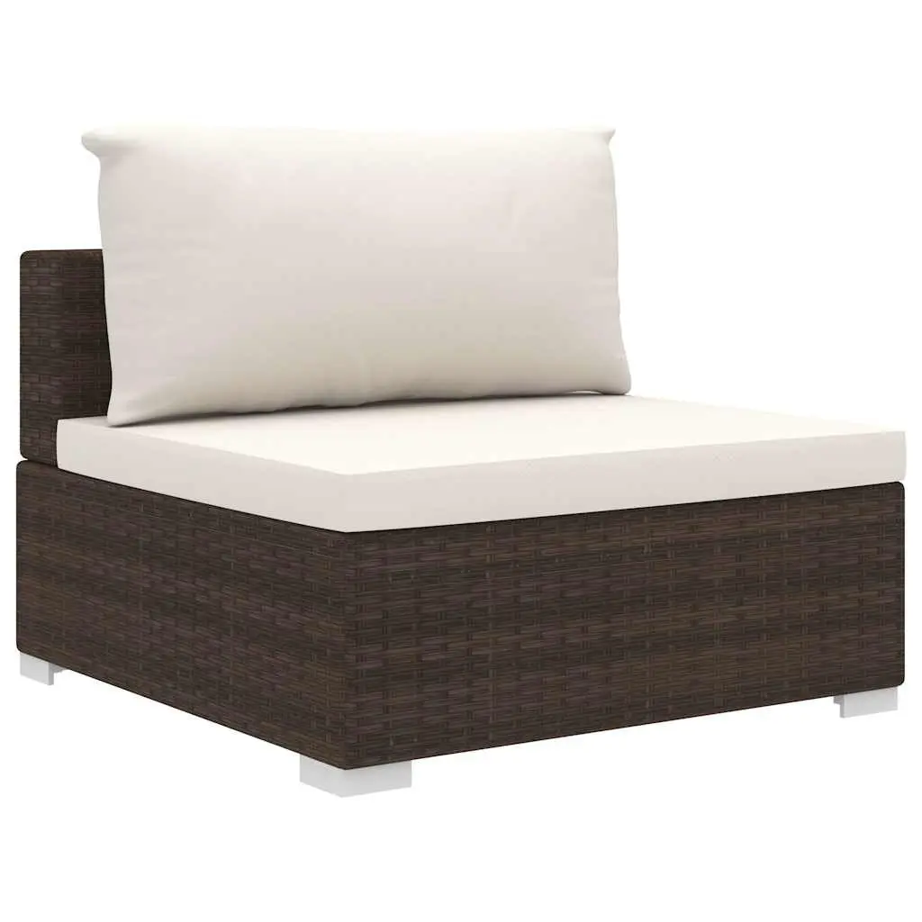 Outdoor Garden Lounge Set PE Rattan Brown 4 Piece