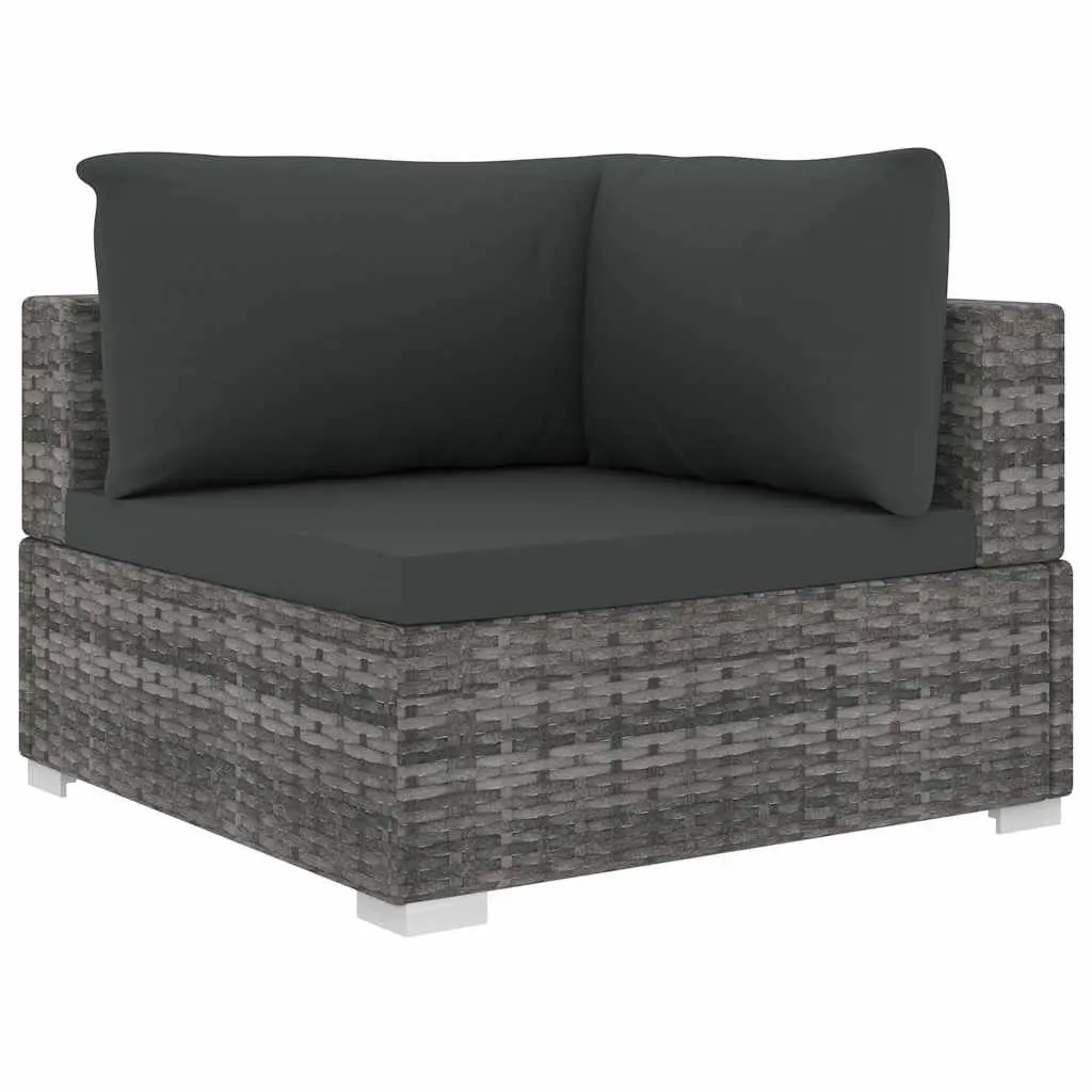 4 Piece Garden Lounge Sofa Set PE Rattan Grey Outdoor Furniture