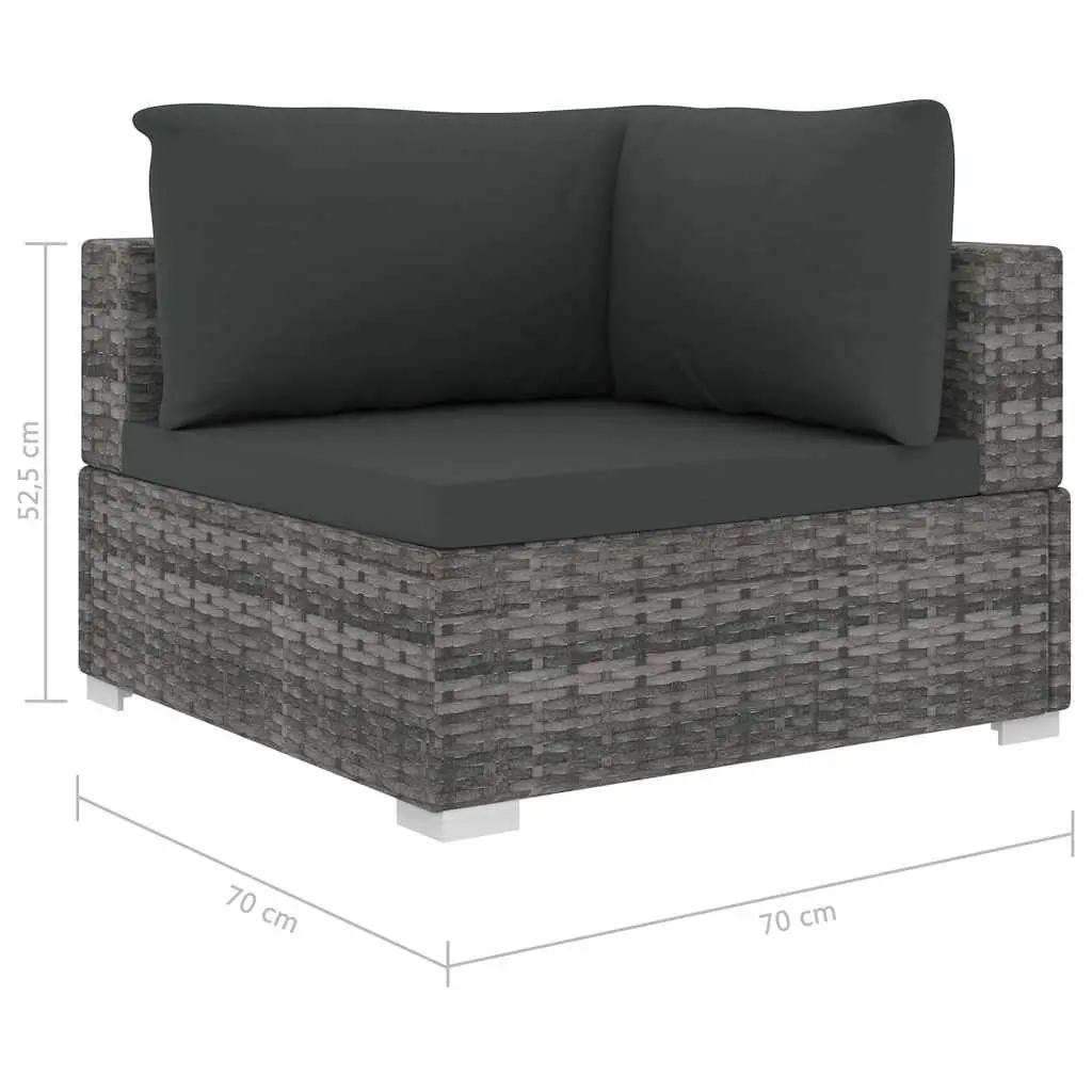 4 Piece Garden Lounge Sofa Set PE Rattan Grey Outdoor Furniture