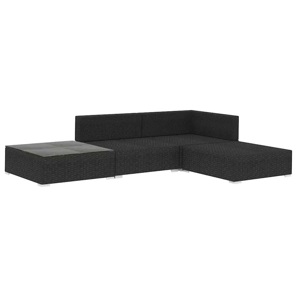 4 Piece Outdoor Lounge Set PE Rattan Black