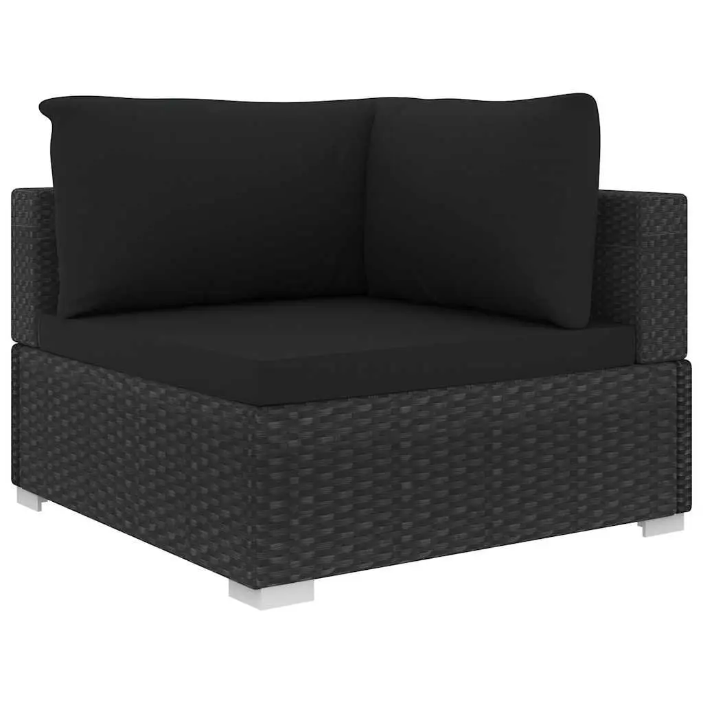 4 Piece Outdoor Lounge Set PE Rattan Black