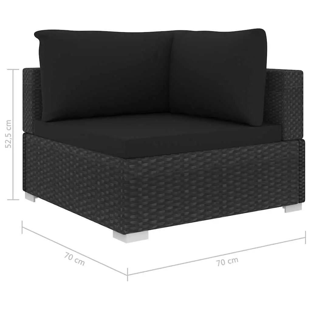 4 Piece Outdoor Lounge Set PE Rattan Black