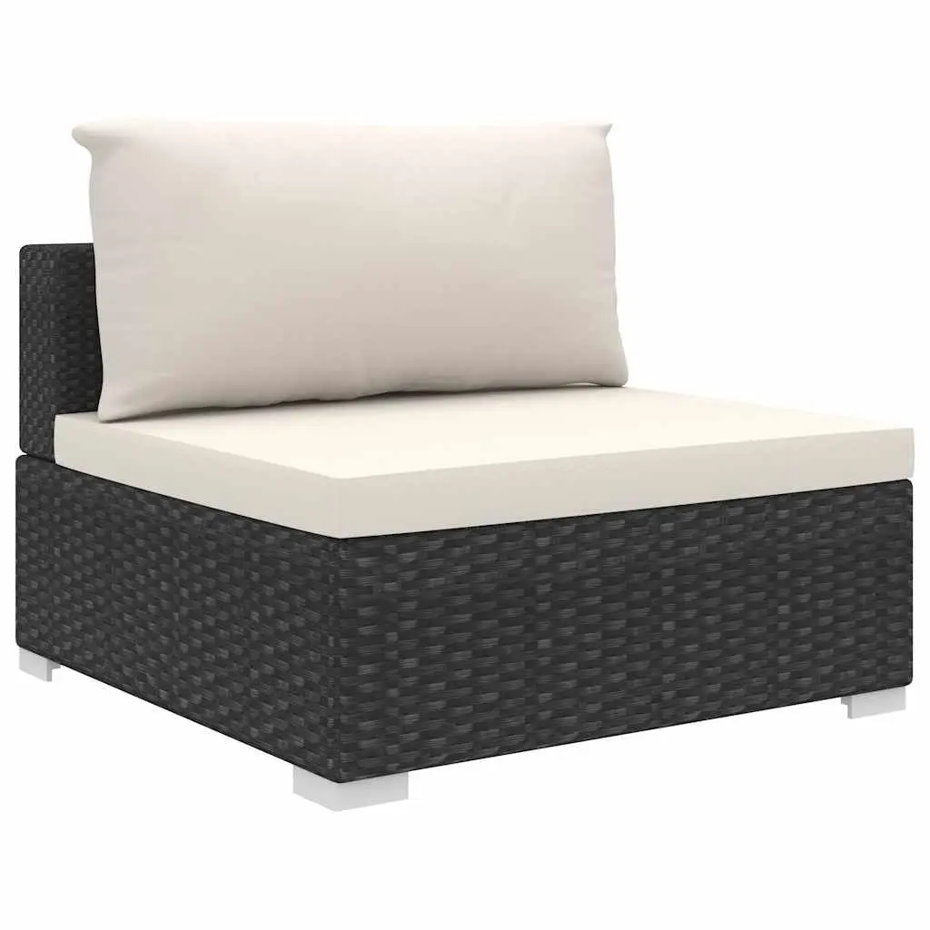 5 Piece Garden Lounge Set Poly Rattan Black Outdoor Patio Sofa with Cushions