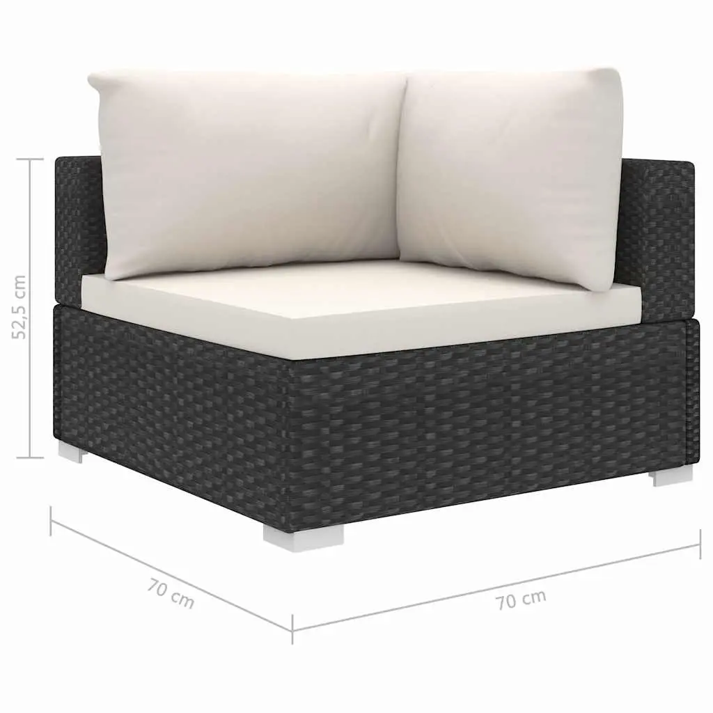 5 Piece Garden Lounge Set Poly Rattan Black Outdoor Patio Sofa with Cushions
