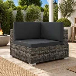 Premium Outdoor Sectional Corner Chair with Cushions in Grey