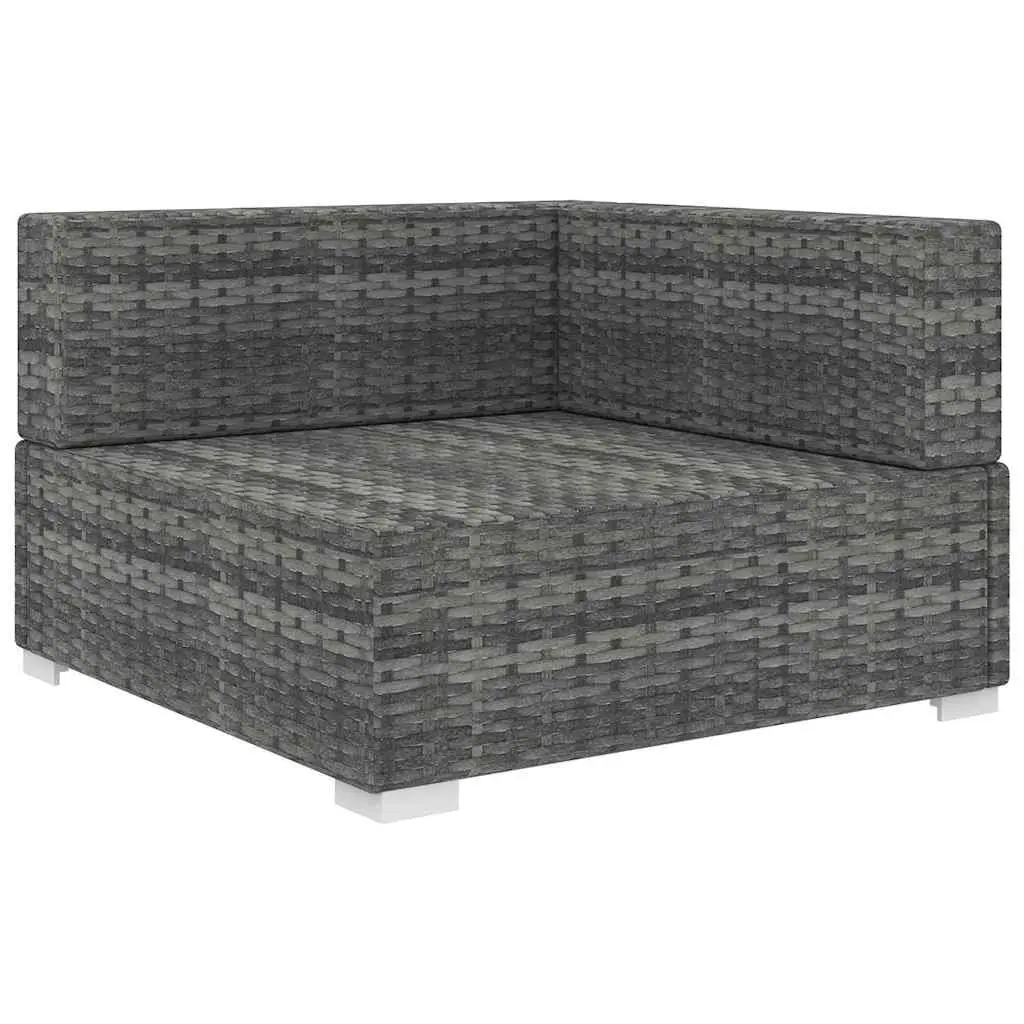 Sectional Corner Chair PE Rattan Outdoor Seating Grey