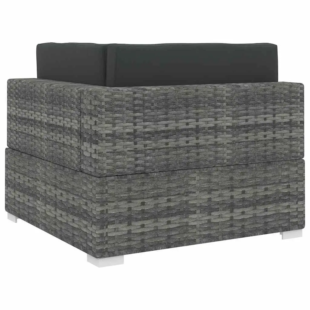 Sectional Corner Chair PE Rattan Outdoor Seating Grey