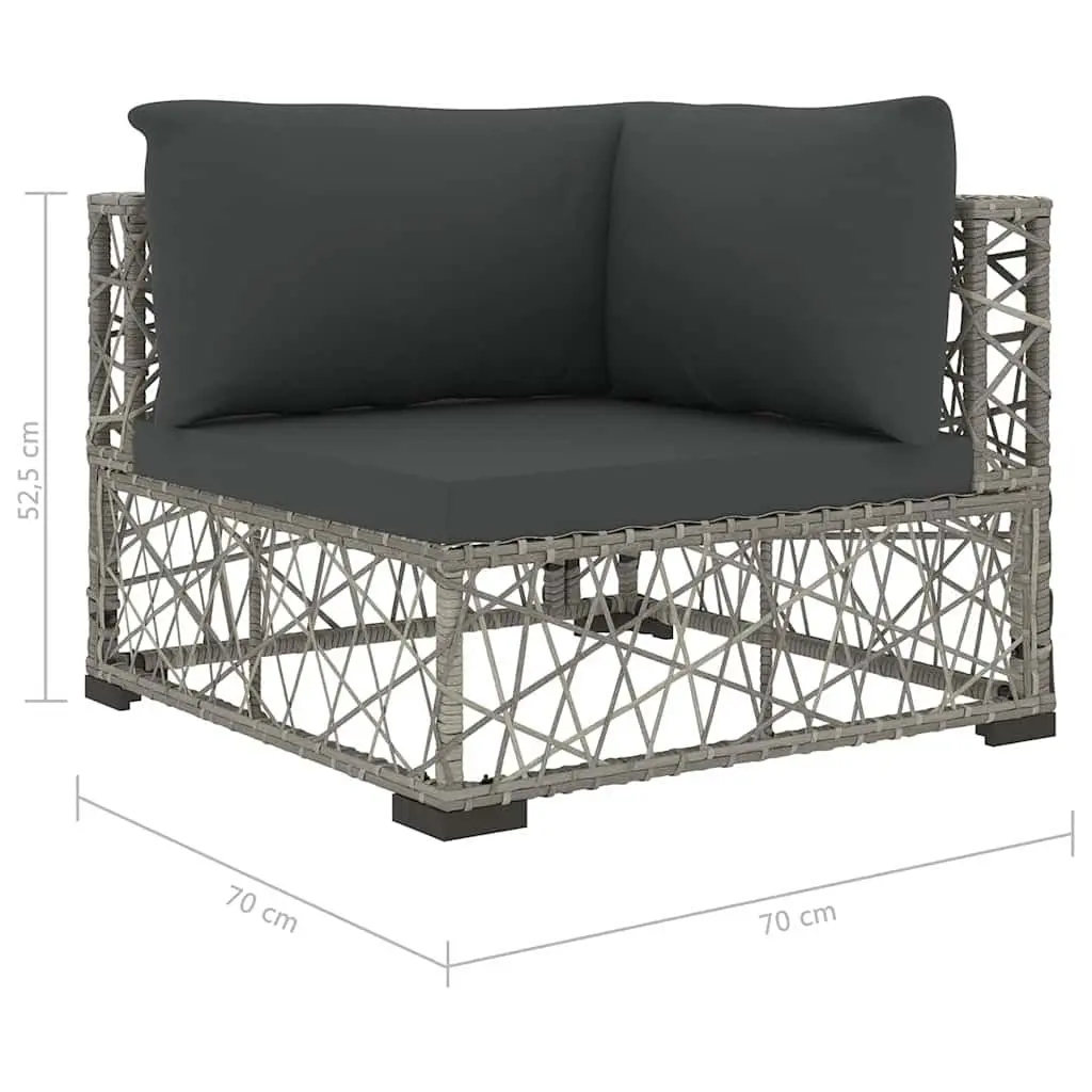 6 Piece Garden Lounge Set PE Rattan Grey Outdoor Sofa with Cushions