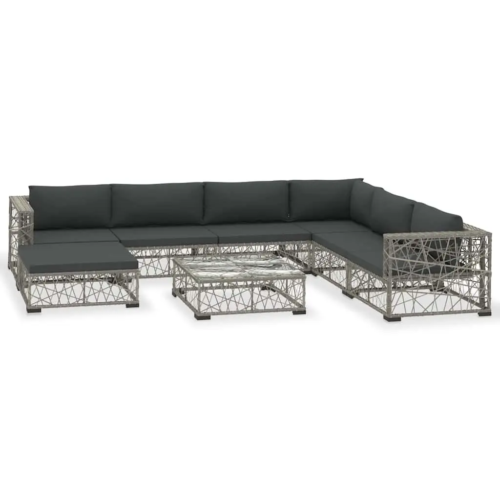 8 Piece Outdoor Lounge Set Grey Rattan Sofa