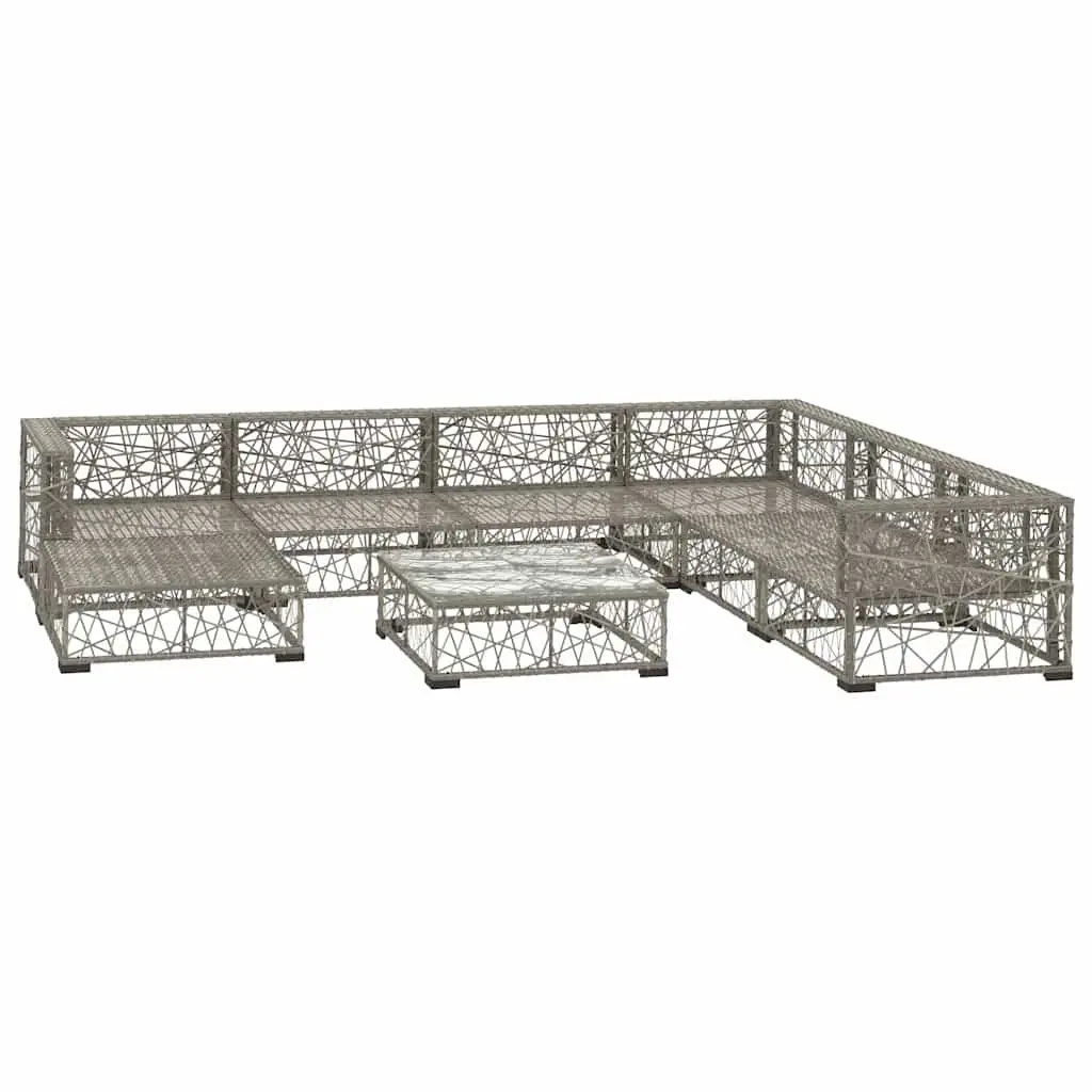 8 Piece Outdoor Lounge Set Grey Rattan Sofa
