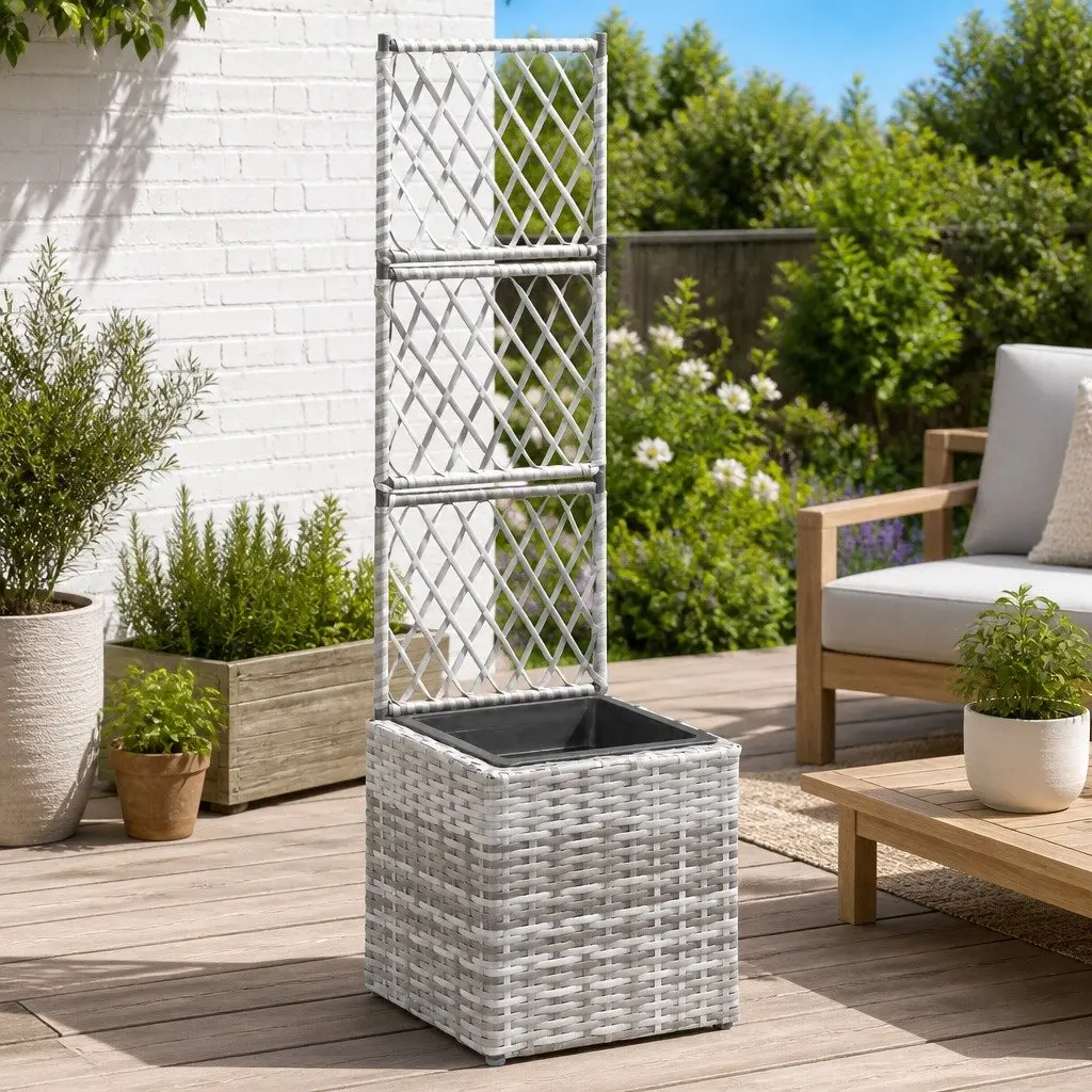 Raised Bed Planter with Integrated Trellis 30x30x107 cm