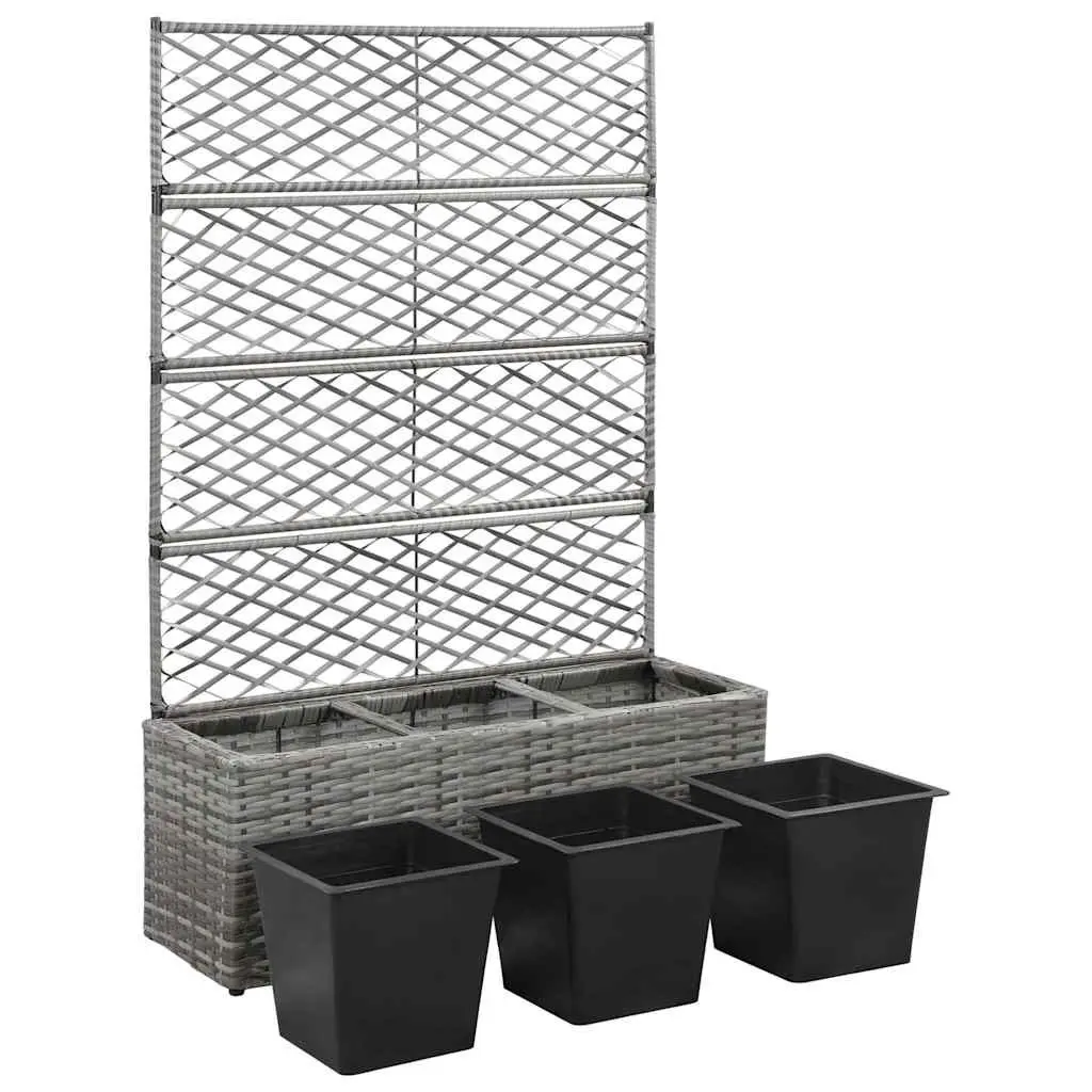 Raised Bed Planter with Trellis and 3 Pots