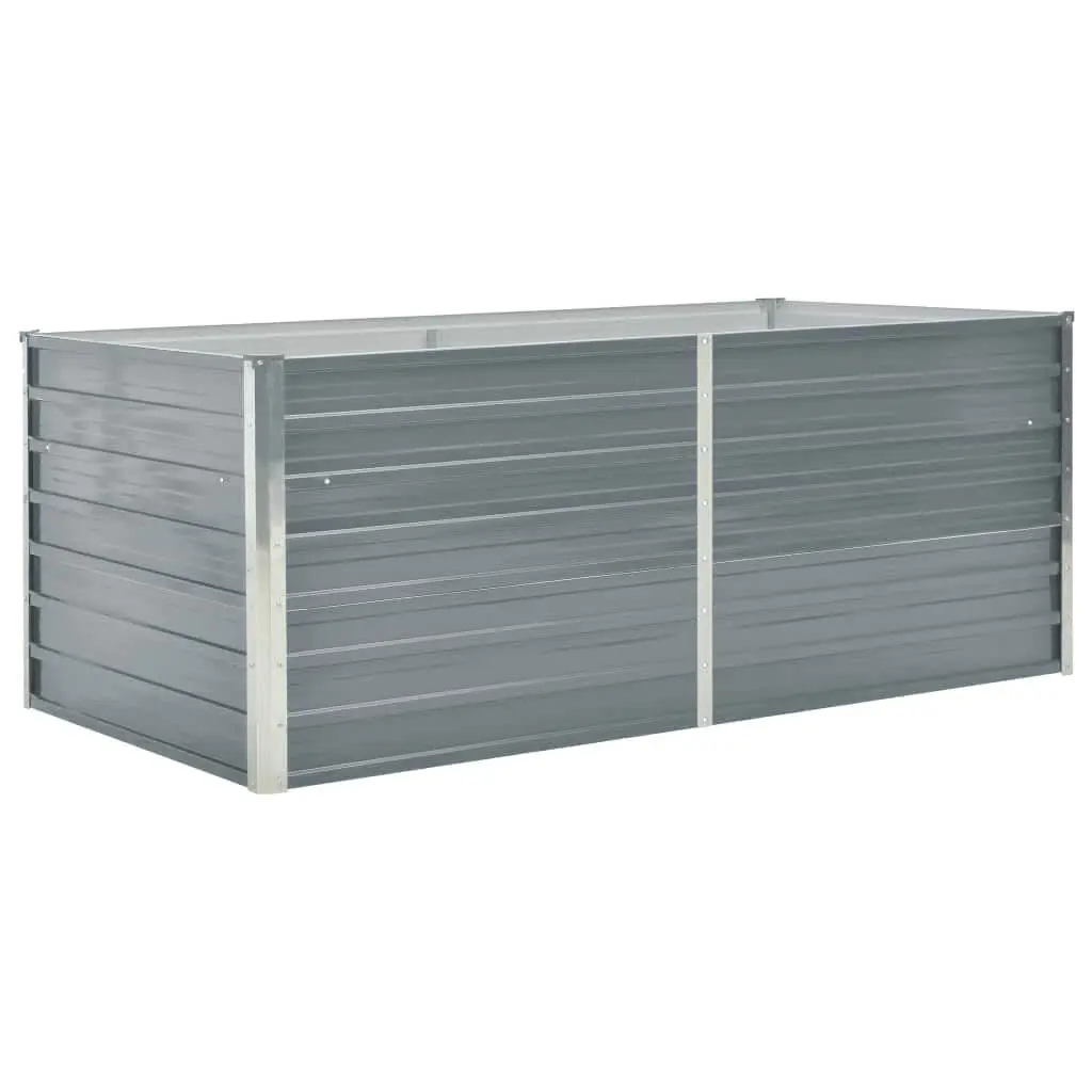 Raised Garden Bed Galvanised Steel 160x80x45 cm Grey Rectangular Planter