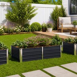 Raised Garden Bed 160x80x45 cm Anthracite Rectangular Planter Steel Construction
