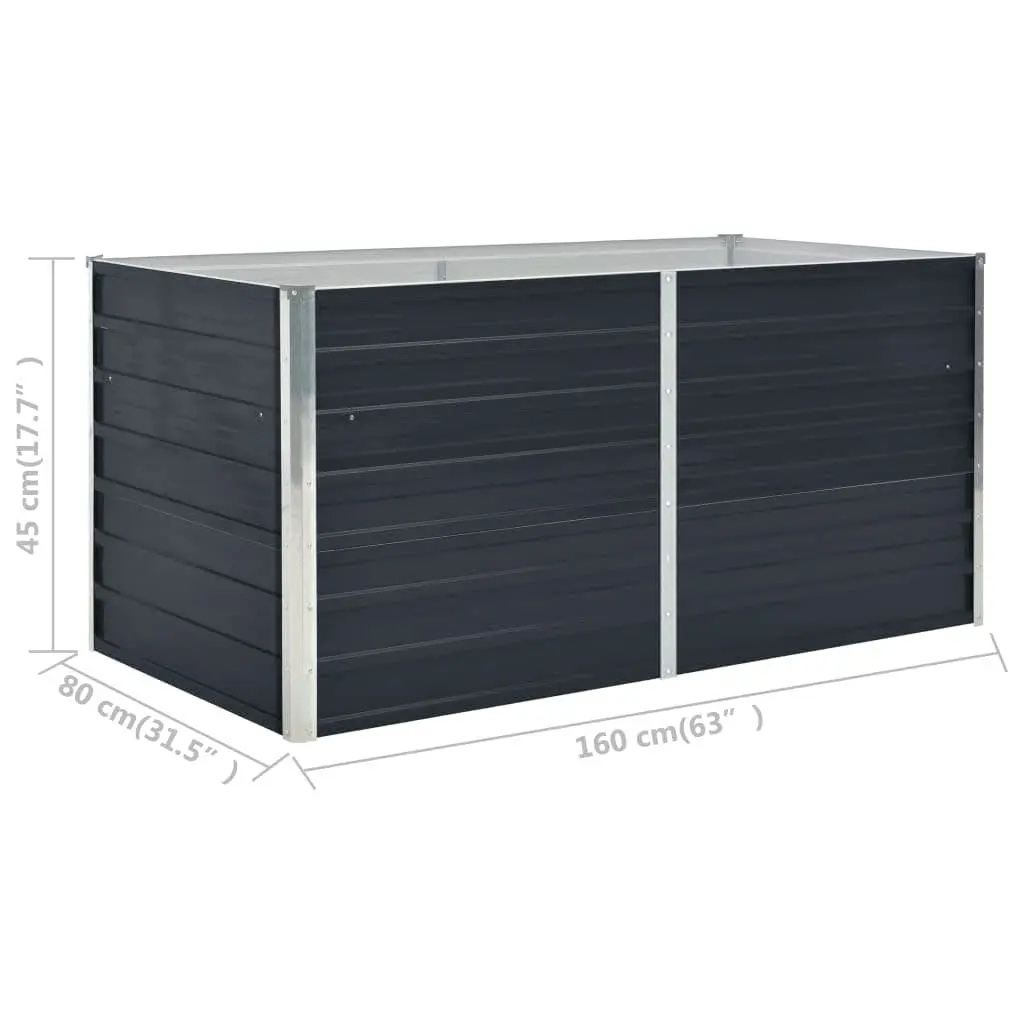 Anthracite Raised Garden Bed 160x80x45 cm
