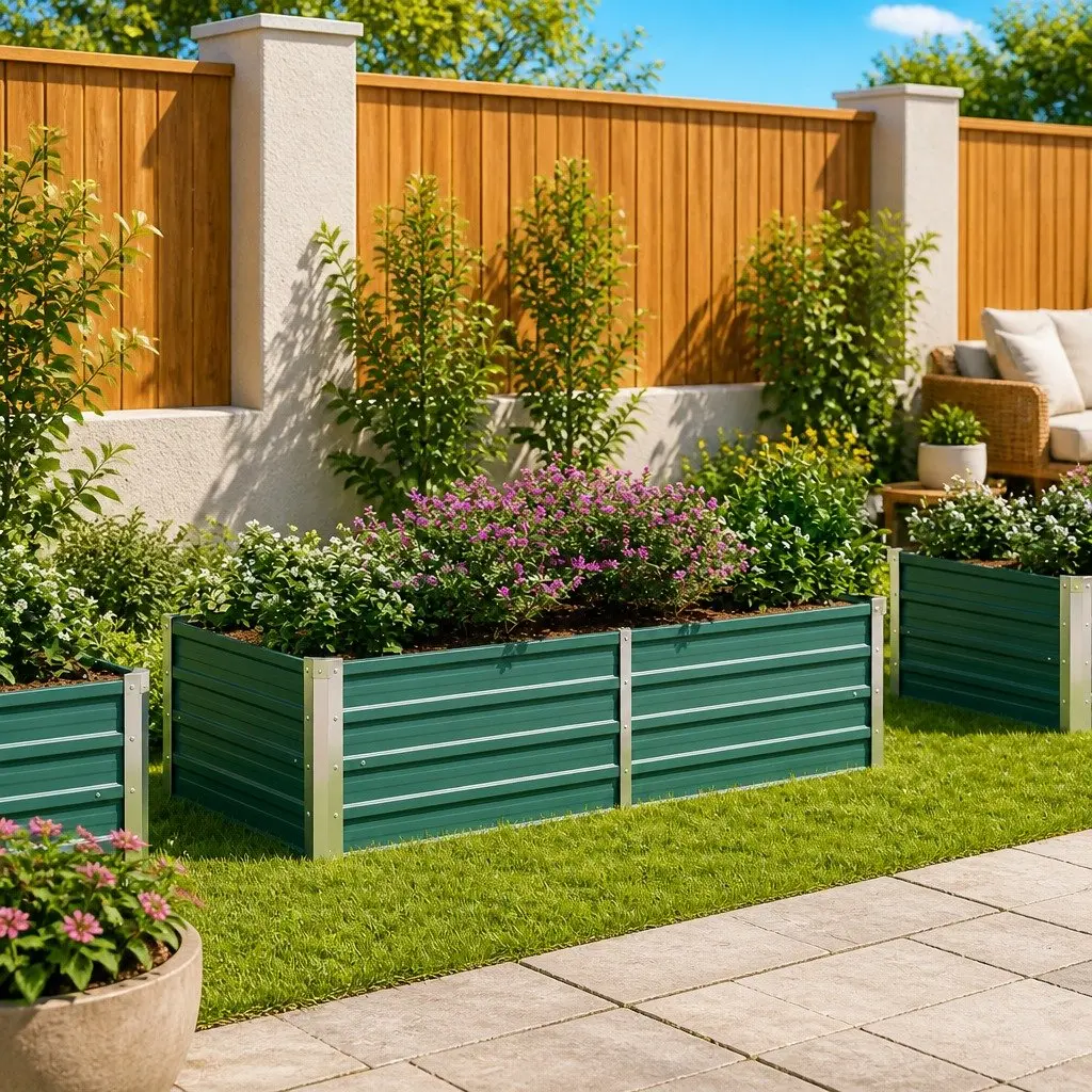 Galvanised Steel Rectangular Raised Garden Bed 160x80x45 cm