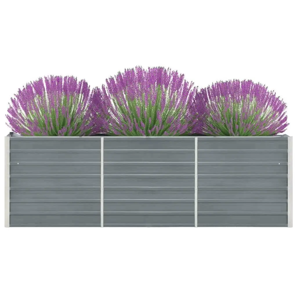 Raised Garden Bed Galvanised Steel Grey 240x40x77cm Outdoor Planter Box