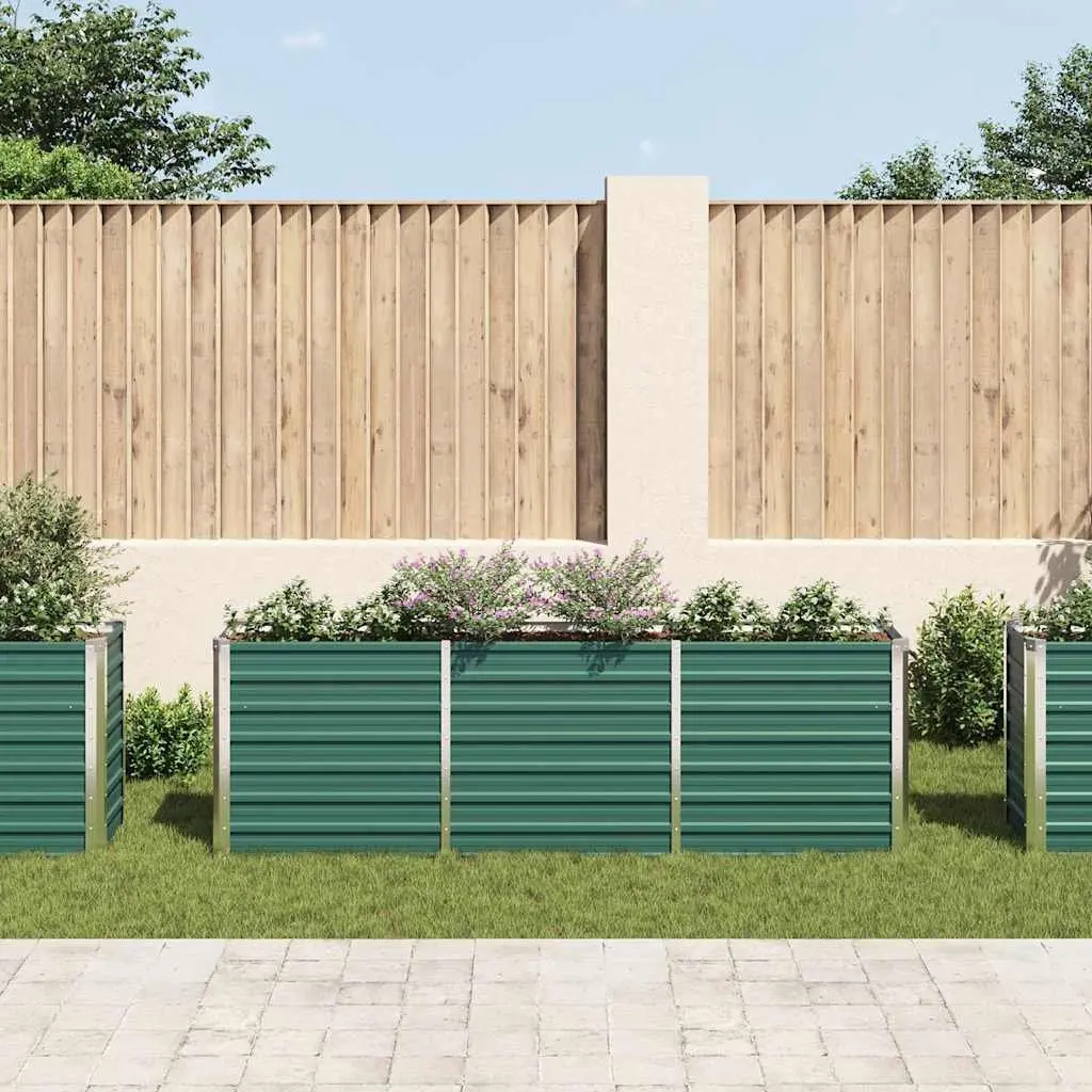 Garden Raised Bed Planter Box Galvanised Steel 240 x 40 x 77 cm Green
