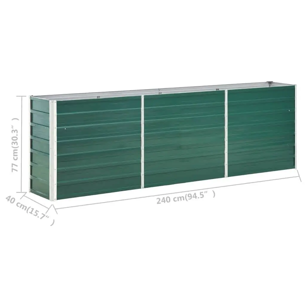 Garden Raised Bed Planter Box Galvanised Steel 240 x 40 x 77 cm Green