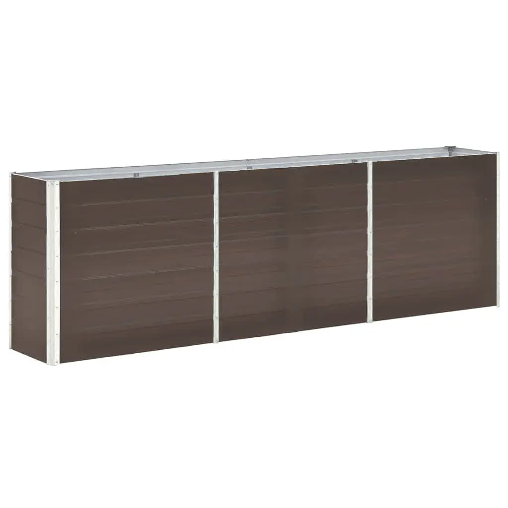 Raised Garden Bed Planter Box Galvanised Steel 240x40x77 cm Brown