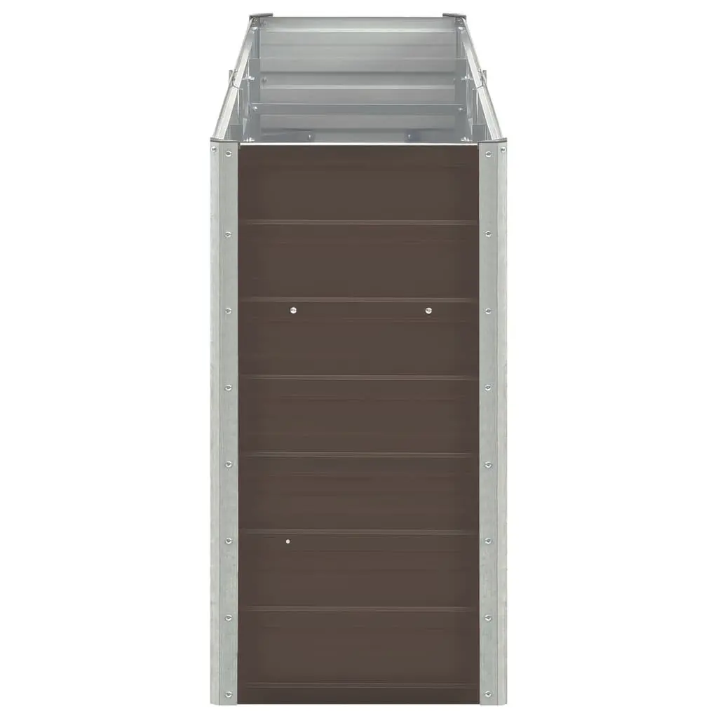 Raised Garden Bed Planter Box Galvanised Steel 240x40x77 cm Brown