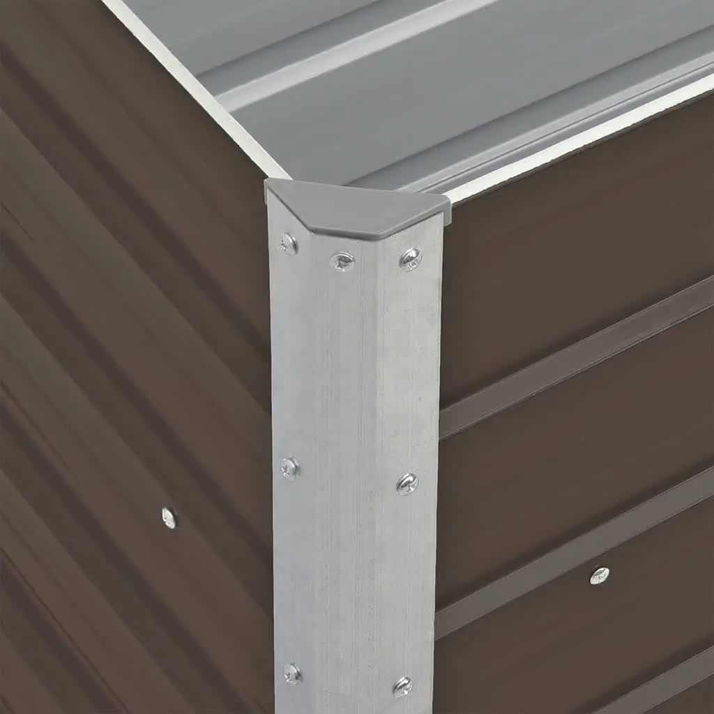 Raised Garden Bed Planter Box Galvanised Steel 240x40x77 cm Brown