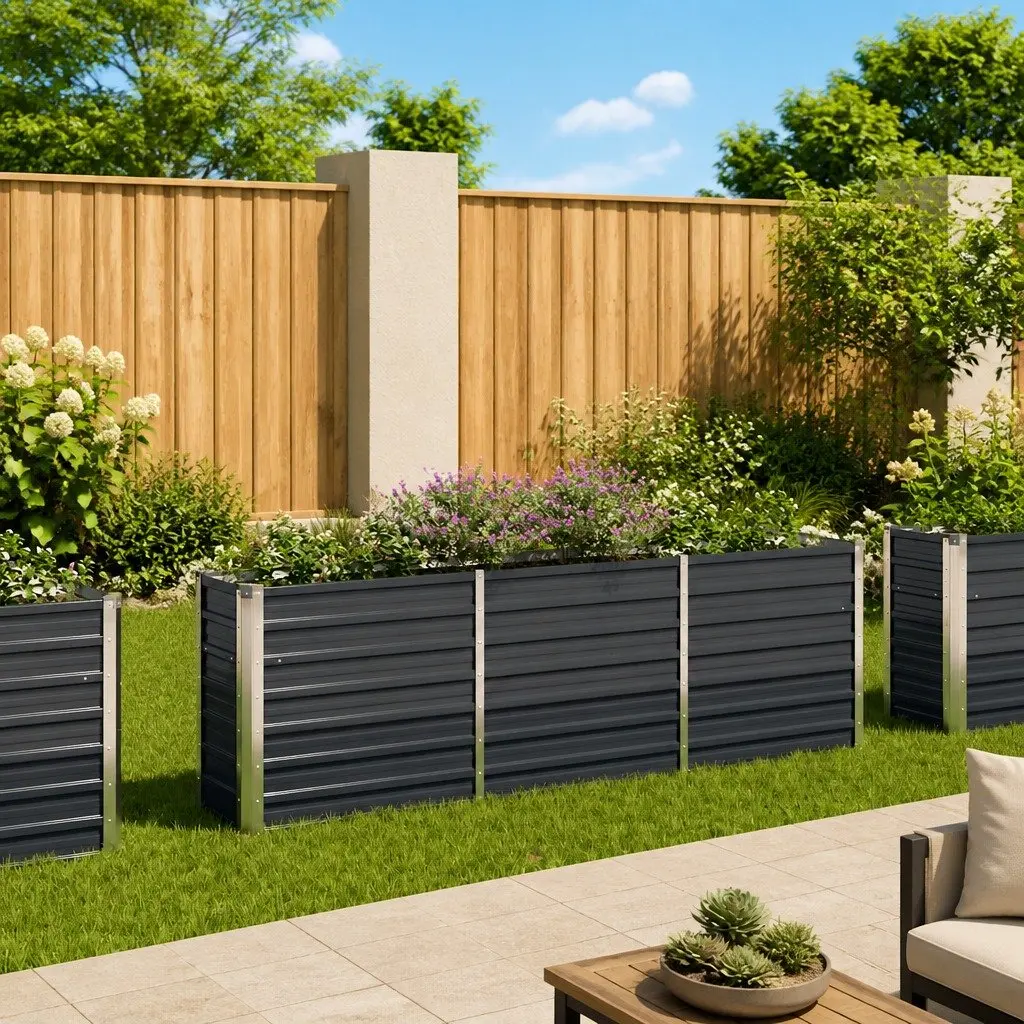 Raised Garden Bed Galvanised Steel 240 x 40 x 77 cm Anthracite