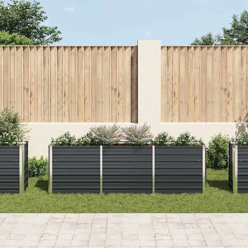 Raised Garden Bed Galvanised Steel 240 x 40 x 77 cm Anthracite