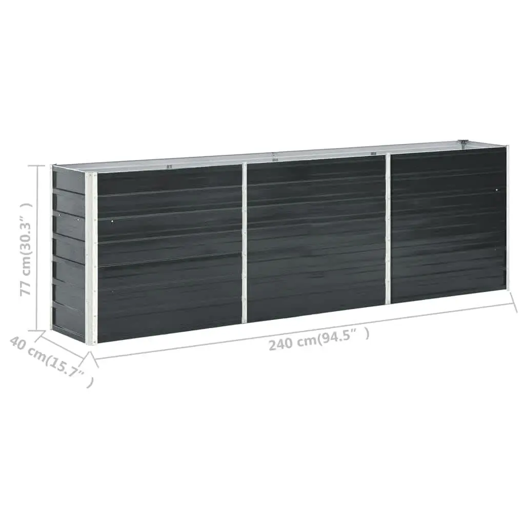 Raised Garden Bed Galvanised Steel 240 x 40 x 77 cm Anthracite