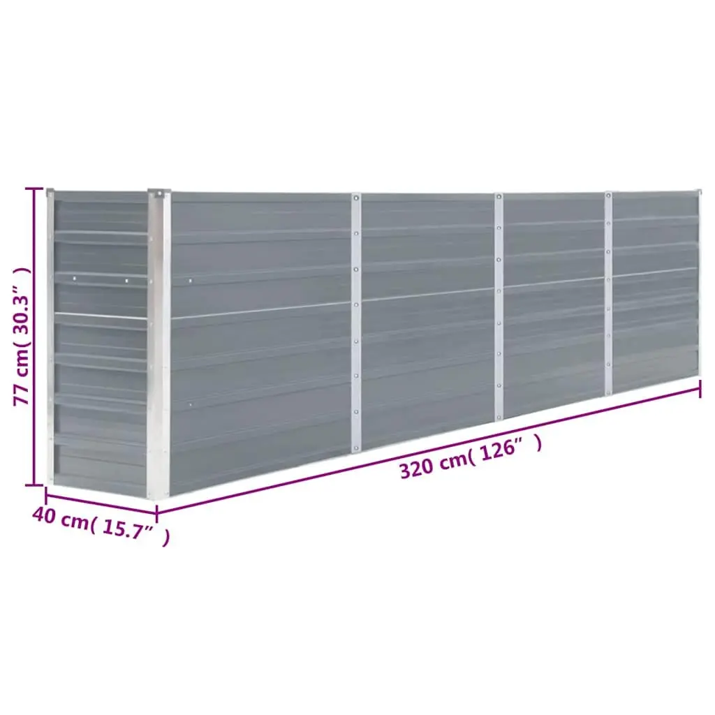 Galvanised Steel Raised Garden Bed 320x40x77 cm