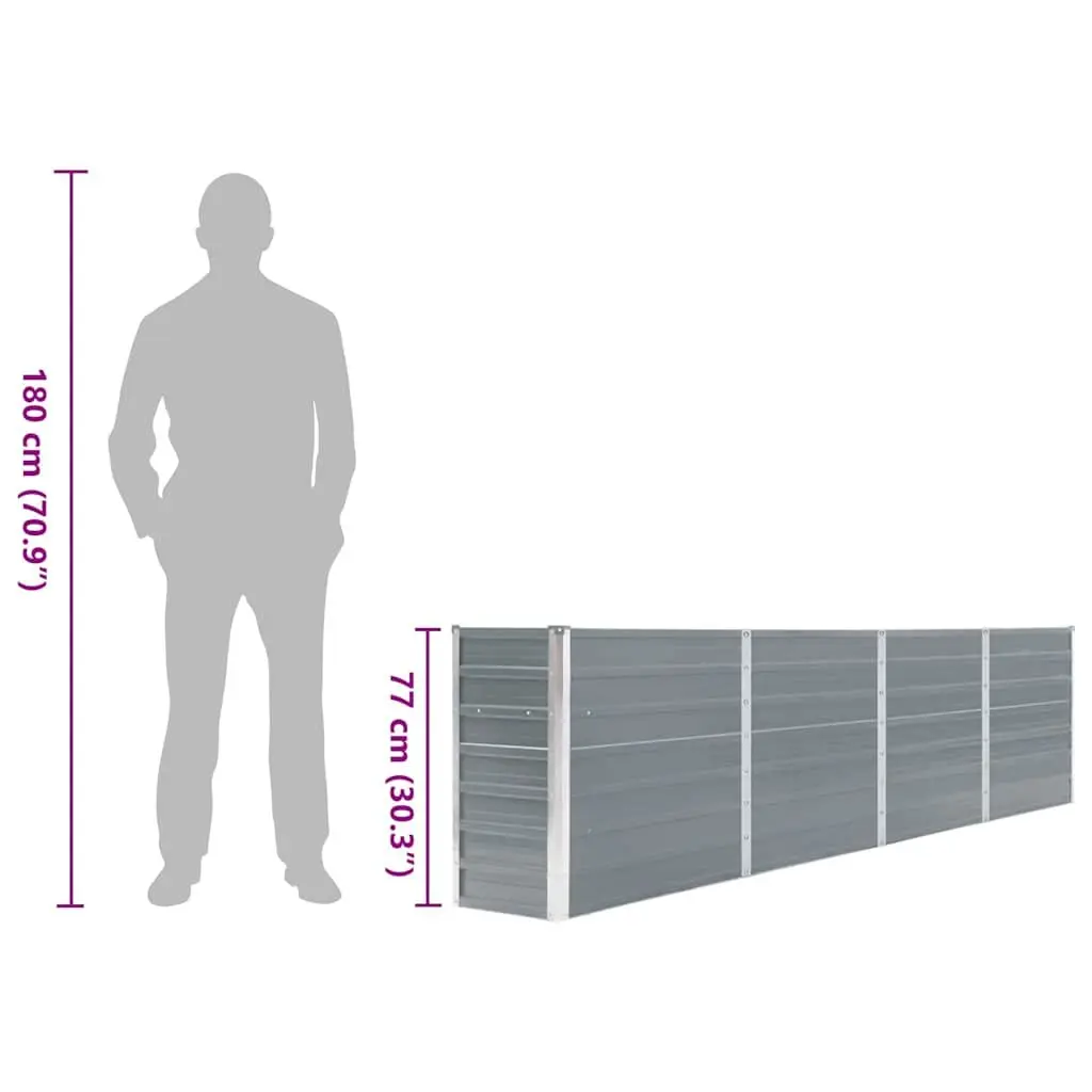 Galvanised Steel Raised Garden Bed 320x40x77 cm
