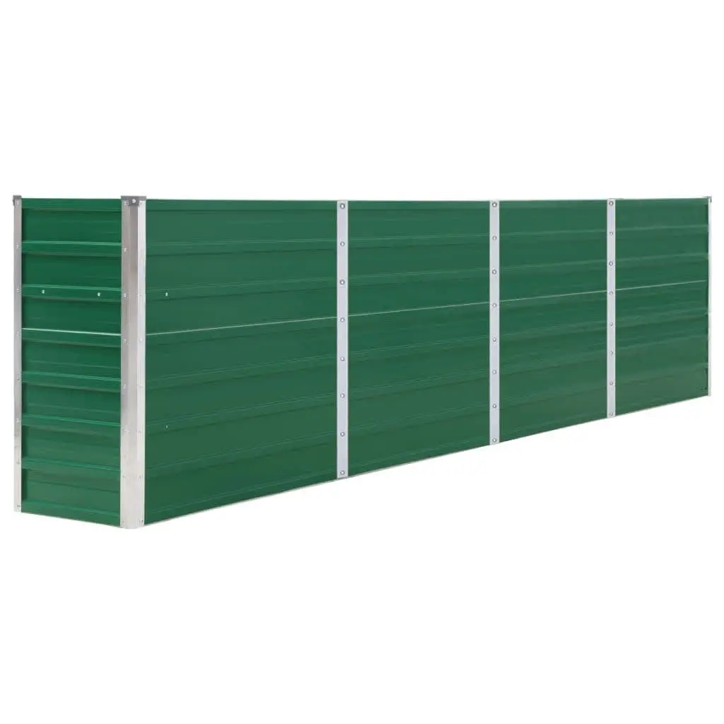 Raised Garden Bed Galvanised Steel 320x40x77cm Green Outdoor