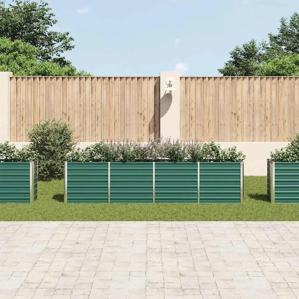 Raised Garden Bed Galvanised Steel 320x40x77cm Green Outdoor