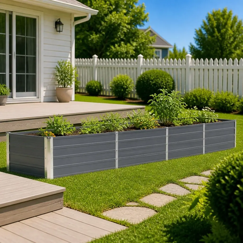 Metal Raised Garden Bed 320x40x45cm Grey