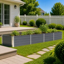 Durable Metal Raised Garden Bed 320x40x45cm Grey