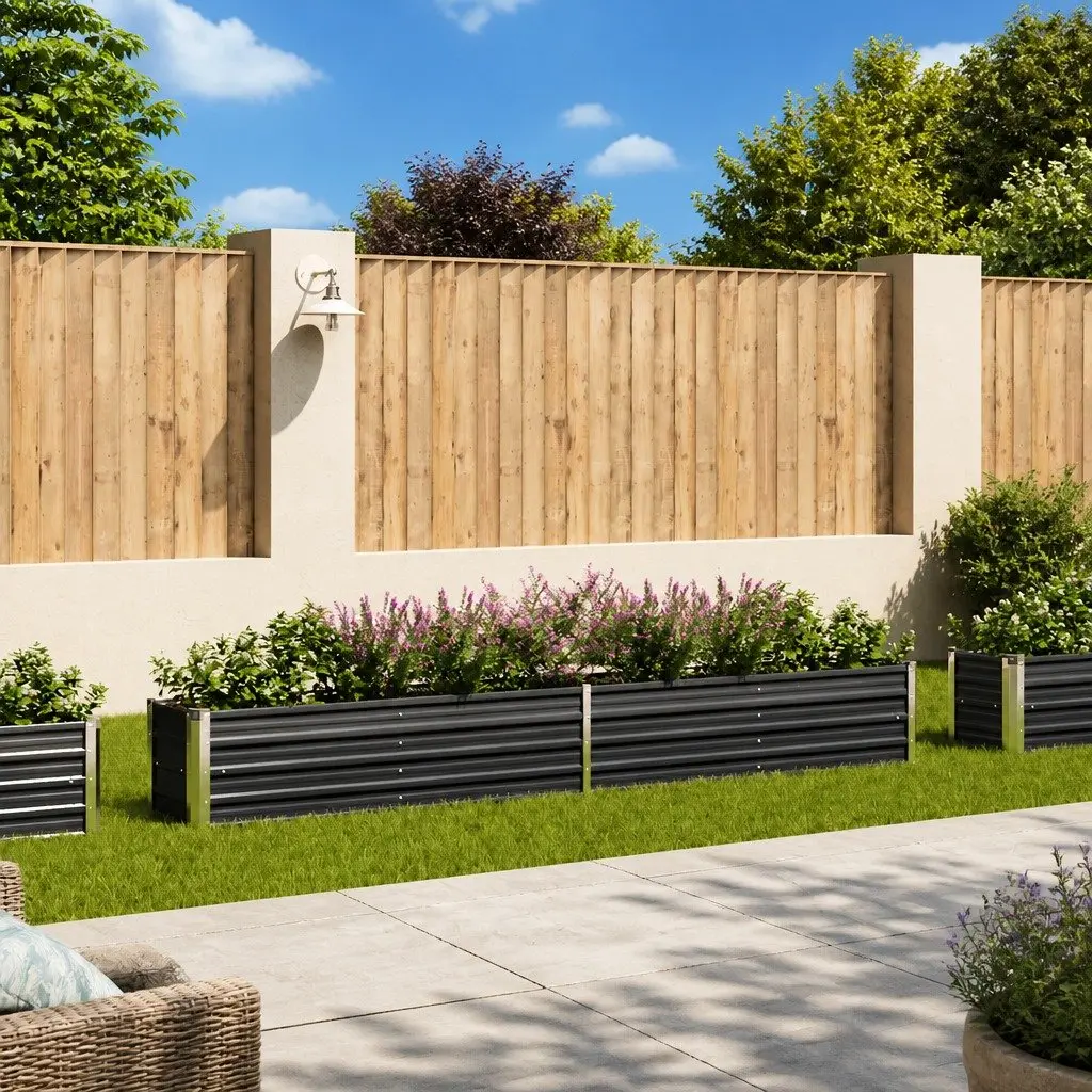 Raised Garden Bed Galvanised Steel 320x40x45cm Anthracite