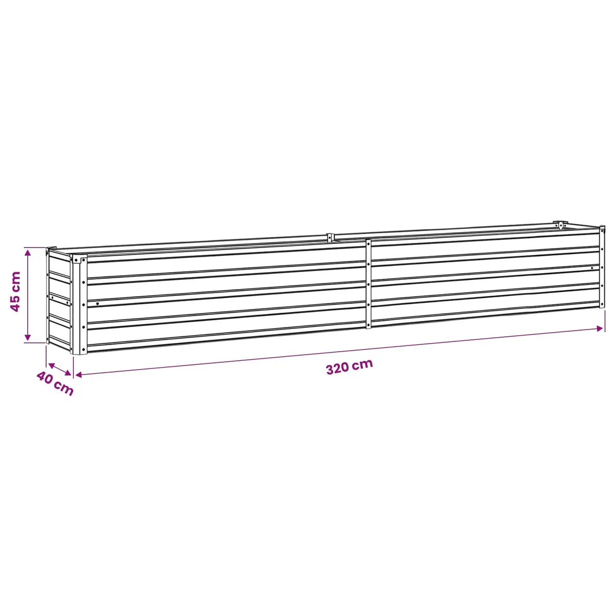 Raised Garden Bed Galvanised Steel 320x40x45cm Anthracite