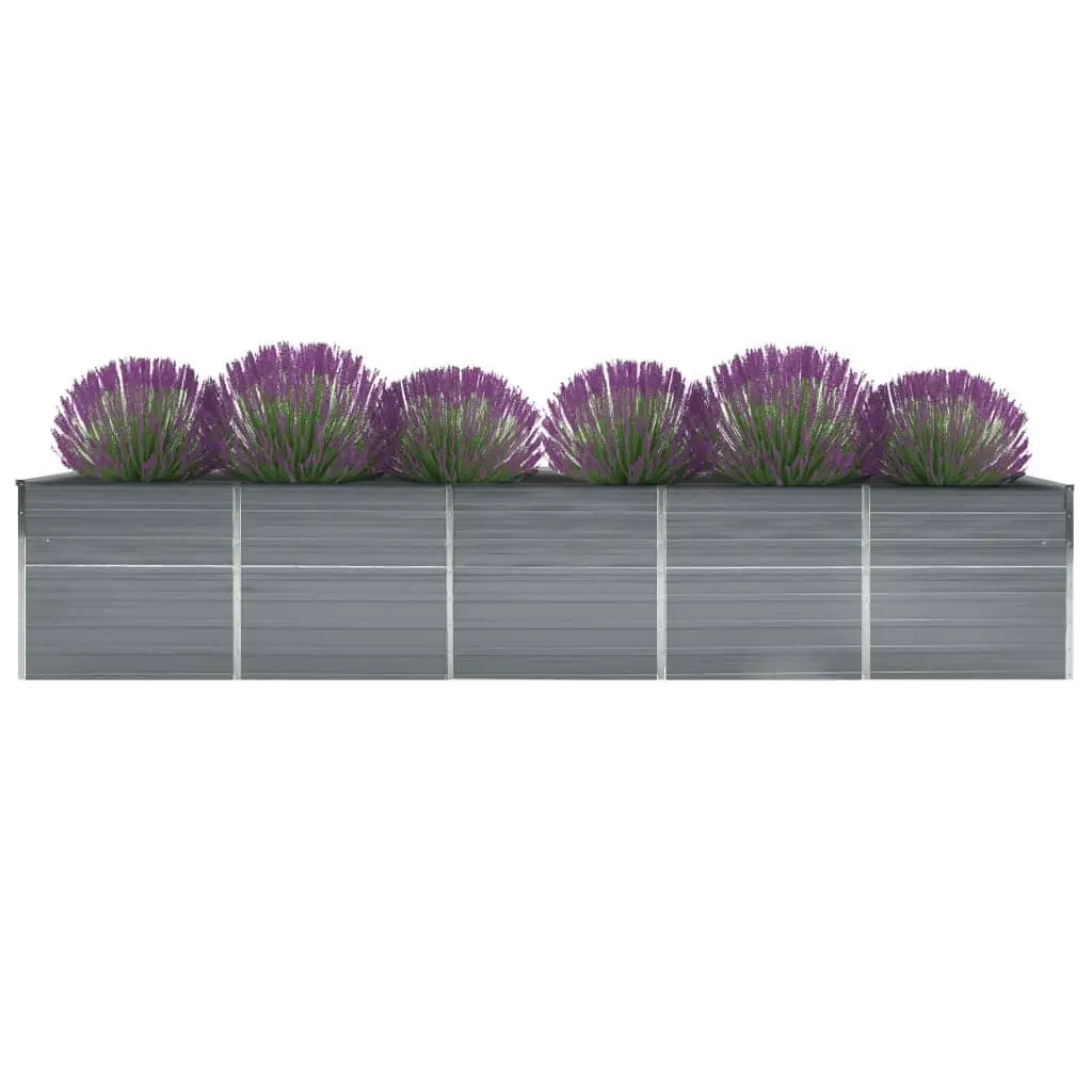 Garden Raised Bed Galvanised Steel 400 x 80 x 45 cm Grey