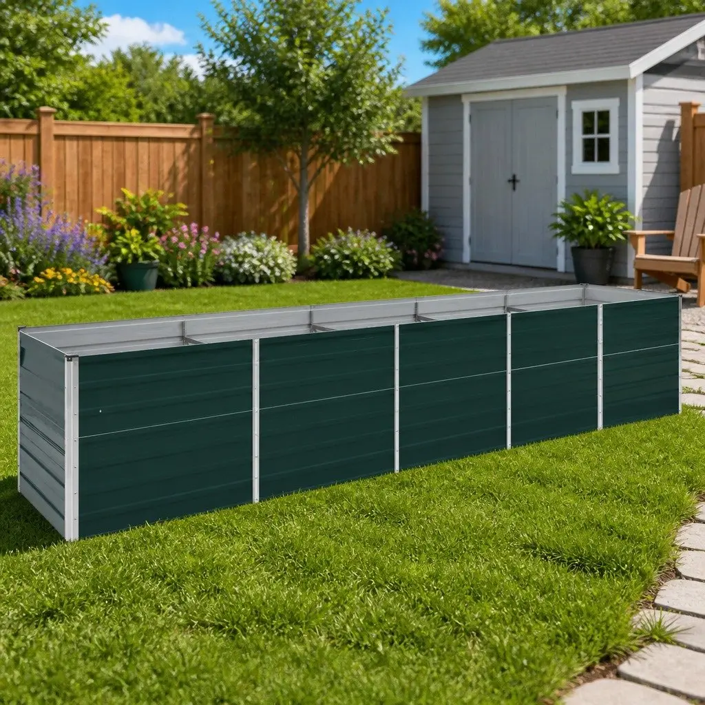 Raised Garden Bed Galvanised Steel 400 x 80 x 45 cm Green