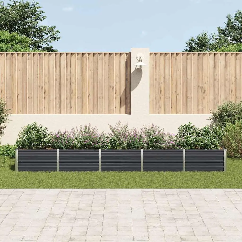 Raised Garden Bed Galvanised Steel 400x80x45 cm Anthracite