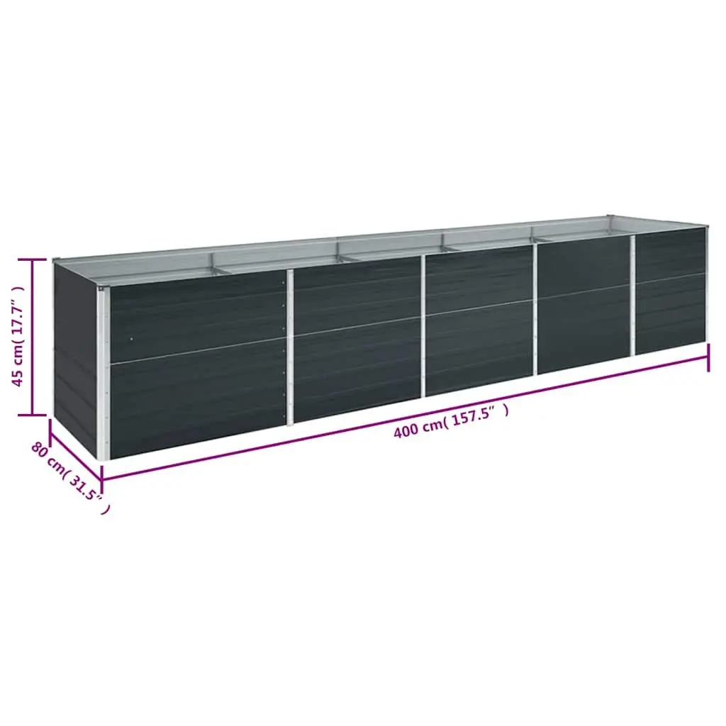 Raised Garden Bed Galvanised Steel 400x80x45 cm Anthracite