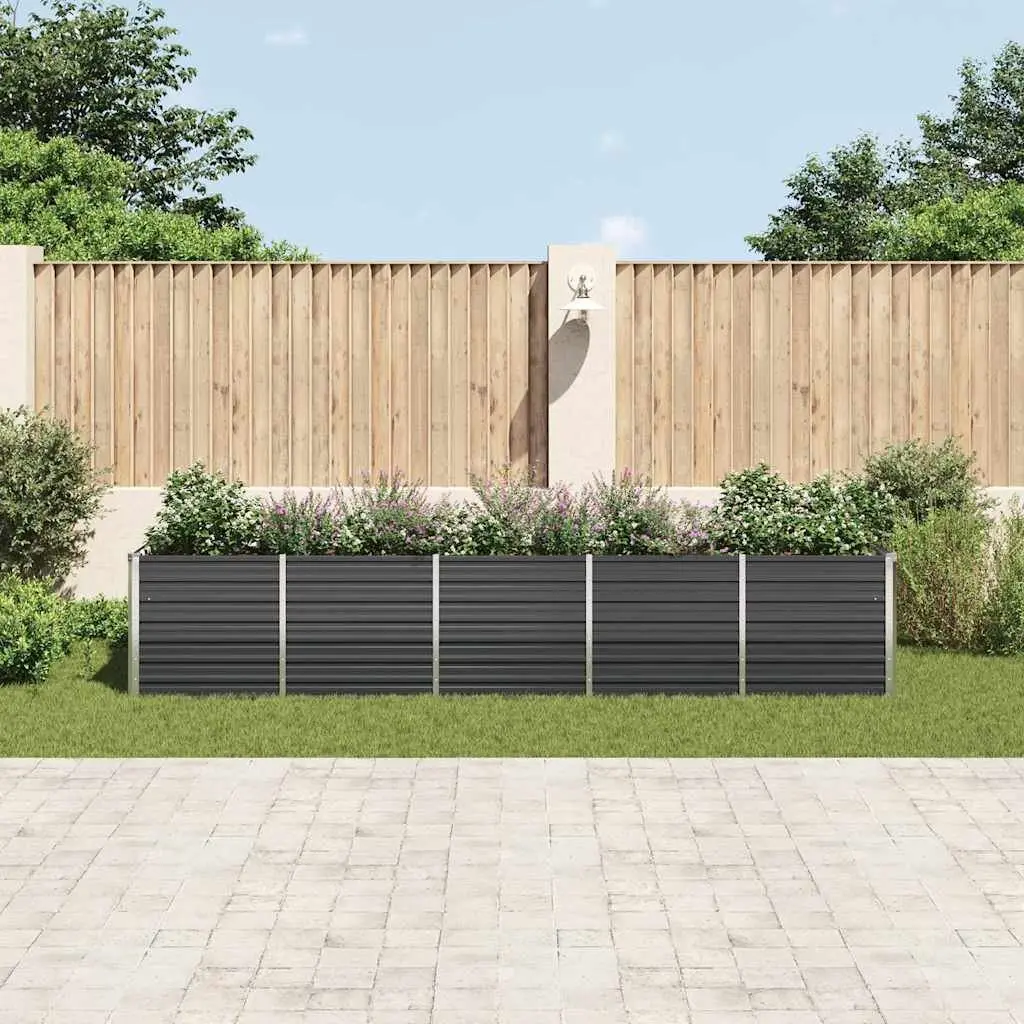 Raised Garden Bed Galvanised Steel 400 x 80 x 77 cm Anthracite