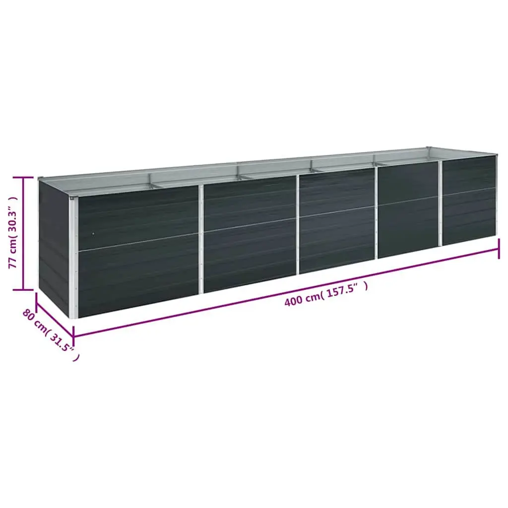 Raised Garden Bed Galvanised Steel 400 x 80 x 77 cm Anthracite