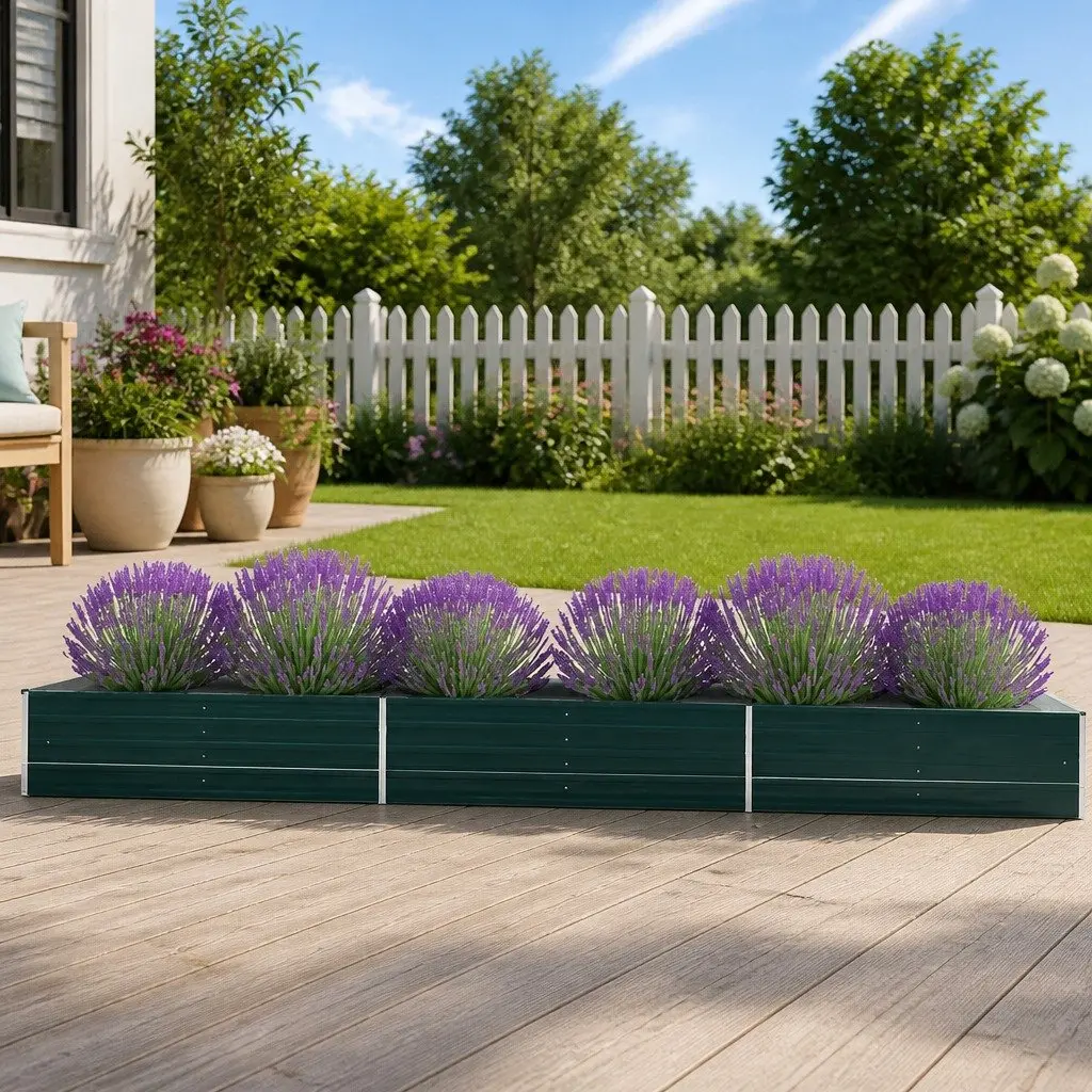 Garden Raised Bed Planter Box Galvanised Steel 480 x 80 x 45 cm Green
