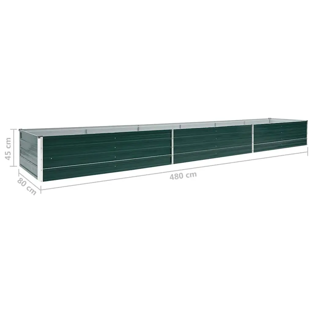 Garden Raised Bed Planter Box Galvanised Steel 480 x 80 x 45 cm Green