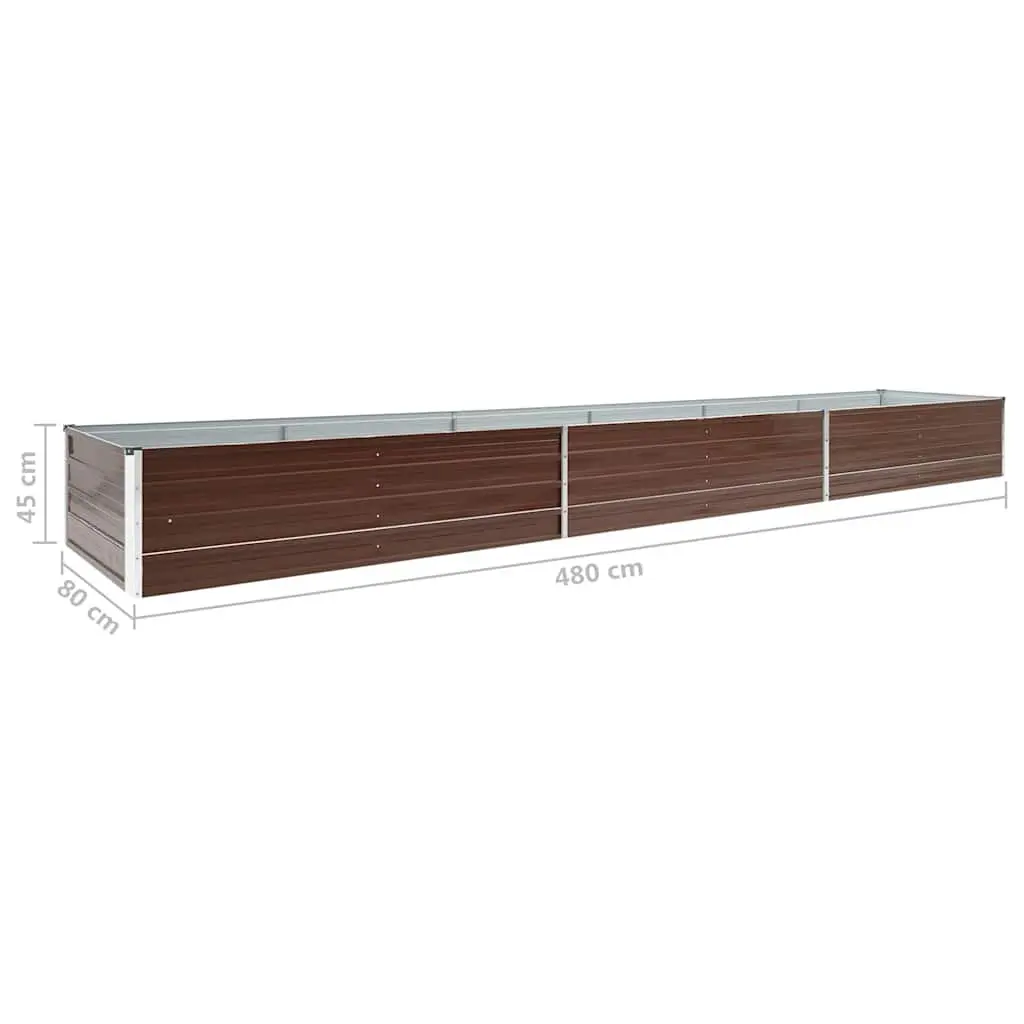 Raised Garden Bed Galvanised Steel 480 x 80 x 45 cm Brown