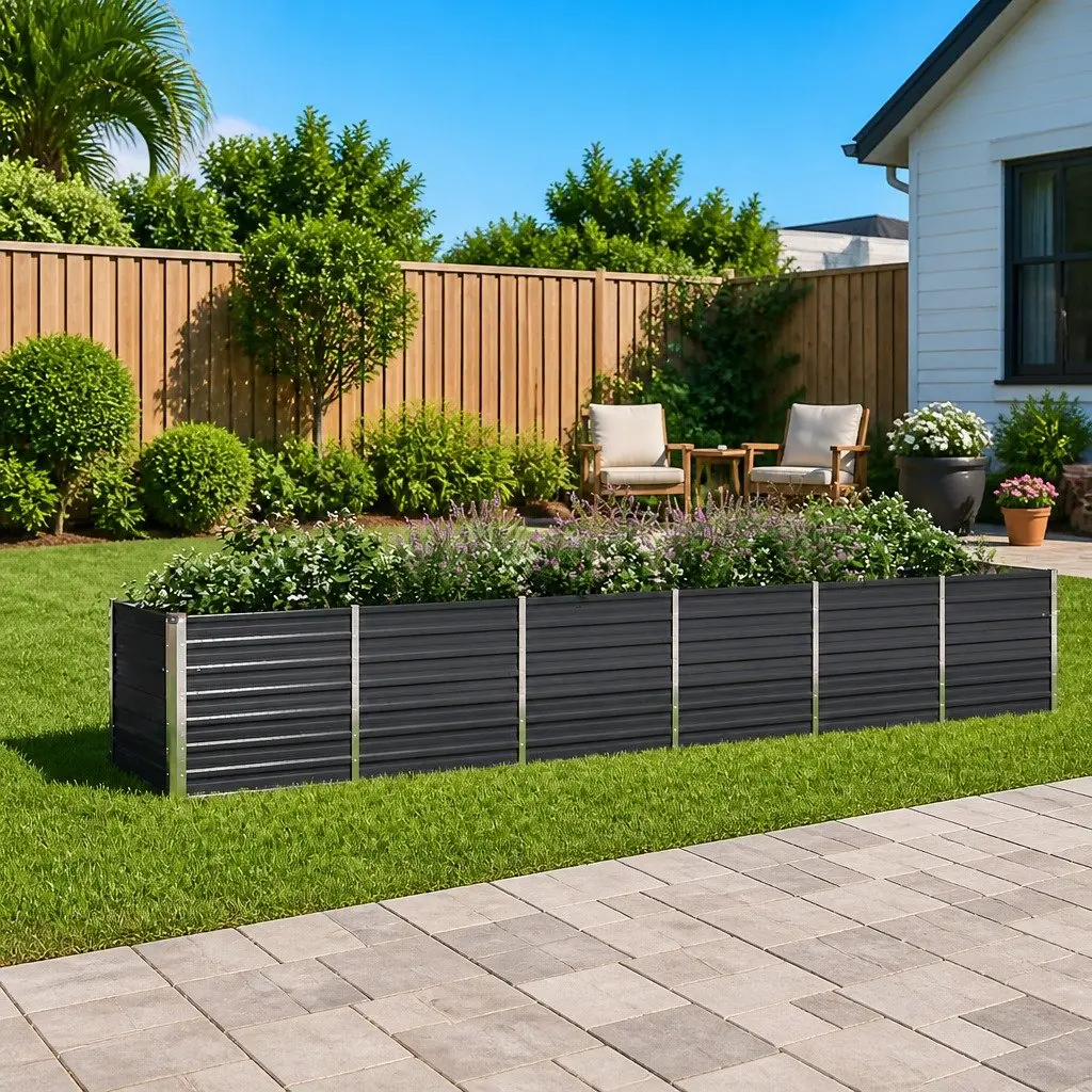 Raised Garden Bed Planter Box Weather Resistant Anthracite 480 x 80 x 77 cm