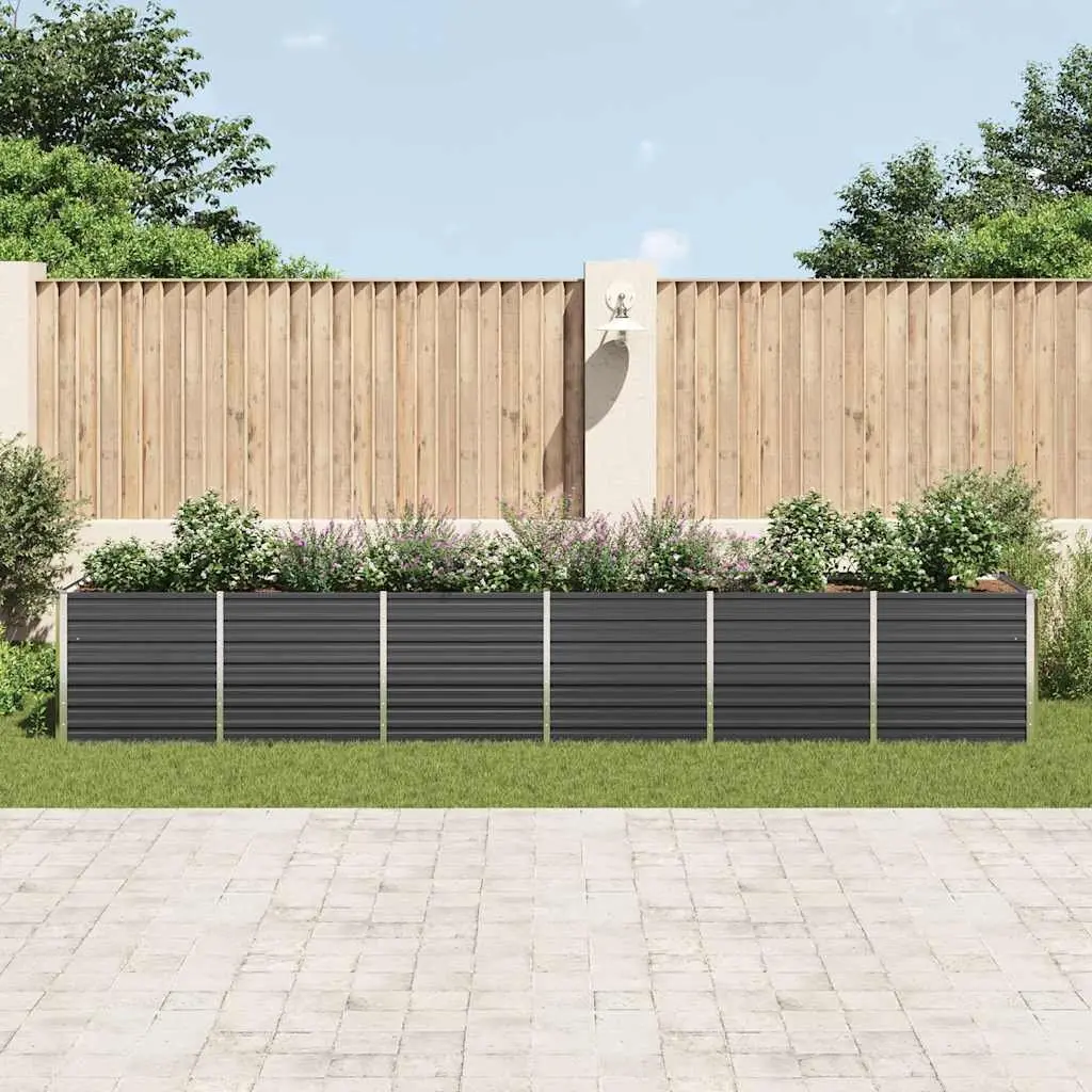 Raised Garden Bed Planter Box Weather Resistant Anthracite 480 x 80 x 77 cm